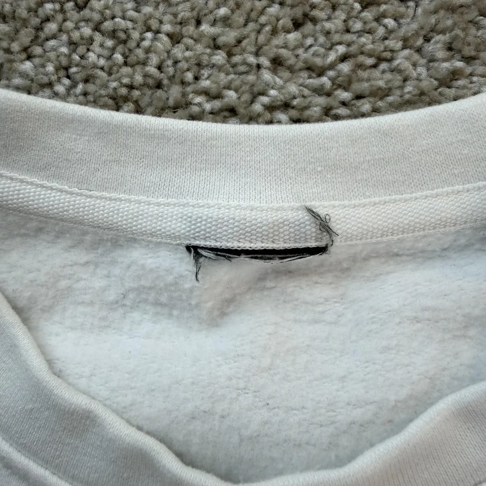 The North Face Sweatshirt Mens Large White Fleece Pullover Earth Logo Crewneck